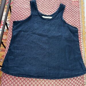 Cynthia Ashby Women's Silk Linen Blend Crinkle Tank Top - L